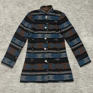 Cowgirl Legend Coat Womens Small Brown Blue Aztec Western Boho Cowboy Stripe